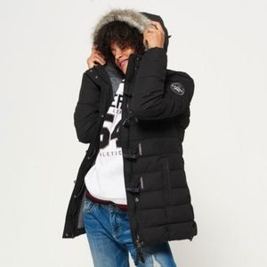 superdry toggle puffer jacket long Dark Navy small